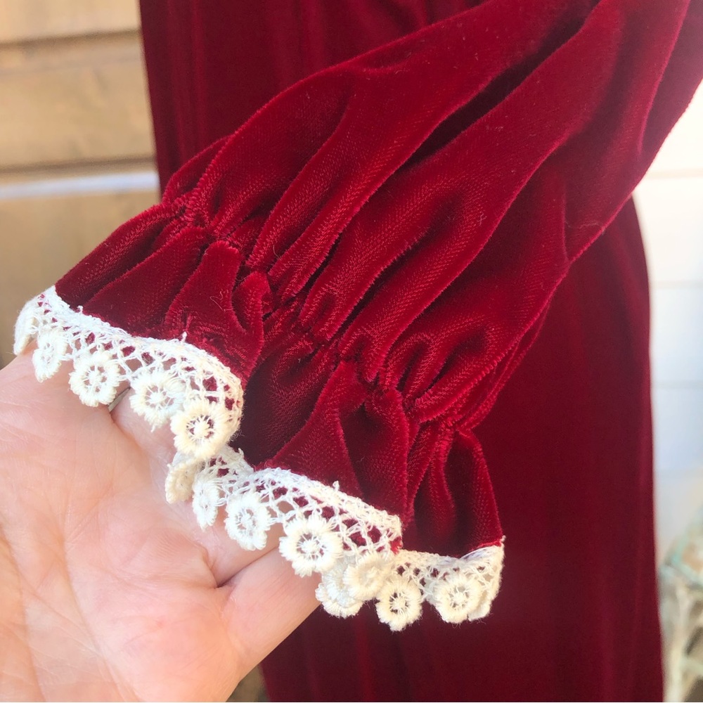 Vintage Edwardian Cranberry Velvet gown - Picture 8 of 14